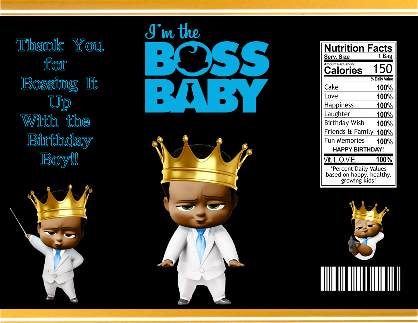 Boss Baby Boy Chipbag Template - Editable in Canva