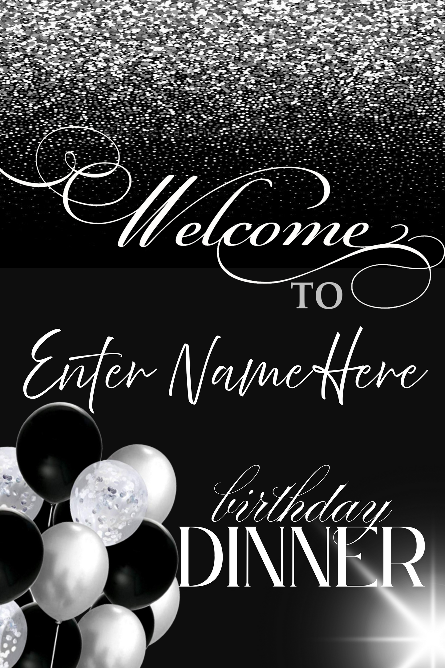 Black Sparkle Welcome Sign - Editable in Canva (24x36)