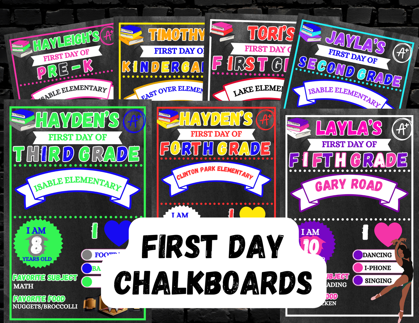 First Day Chalkboard Templates-7 Fully Editable Canva Files