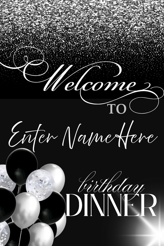 Black Sparkle Welcome Sign - Editable in Canva (24x36)