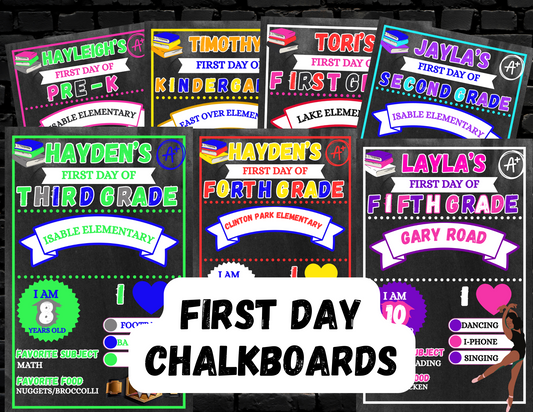 First Day Chalkboard Templates-7 Fully Editable Canva Files