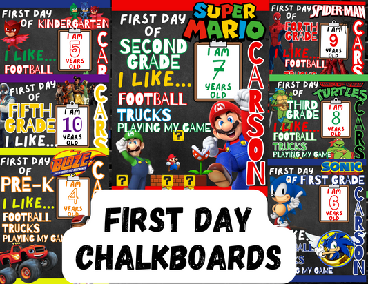 Back-to-School Chalkboards Characters BOY– 16x20 Fully Editable Canva Templates (Instant Download)