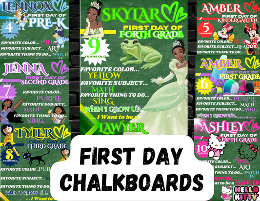 Back-to-School Chalkboards Characters GIRL – 16x20 Fully Editable Canva Templates (Instant Download)